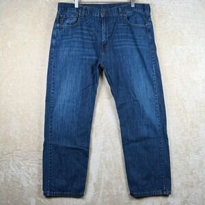 Levis 569 Loose Straight Jeans Mens 38x32 Blue Denim Medium Wash 100% Cotton